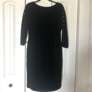 Linda Allard Ellen Tracy little black velvet  dress 90’s